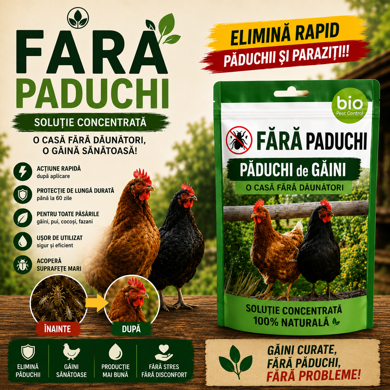 Tratament BIO împotriva păduchilor de găină